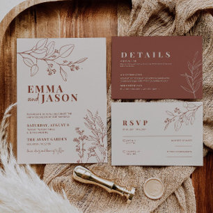 Invitación a la boda de Boho Floral Terracotta