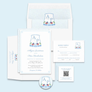 Invitación Escudo del Boda Patriótico de Nueva Inglaterra Hyd