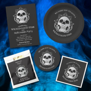 Calavera sobre invitaciones de Halloween Negro