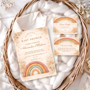 Tarjeta De Recepción Sorteo de Pañales de Arcoíris Boho Moderno