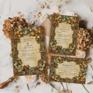 Tarjeta De Agradecimiento Boda Botánica de Otoño Vintage