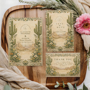 Tarjeta De Agradecimiento Boda Desértica Botánica Terrosa