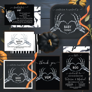 Invitación Halloween Diaper Raffle Skeleton, ducha de bebé