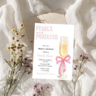 Tarjeta De Agradecimiento Desayuno Nupcial con Perlas Rosadas y Prosecco  