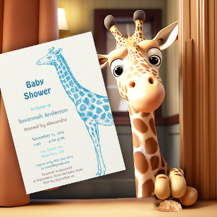 Giraffe Baby Girl Invitaciones a la ducha