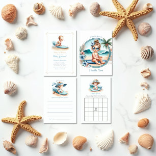 Invitación Bebé a bordo del Baby Shower Temático de Surfing