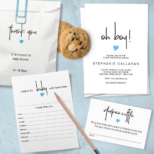 Modern Baby Boy Invitación a la ducha Motif Blue H