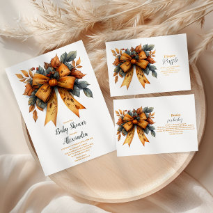 Tarjeta De Recepción Chica de Otoño Baby Shower Raffle Diapper