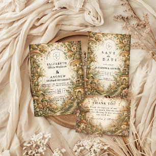 Tarjeta De Agradecimiento Boda Encantada y Caprichosa en el Bosque