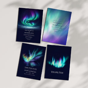 Invitación Boda de invierno Aurora Boreal Luces del Norte