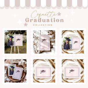 Tarjeta De Agradecimiento Elegante Graduación de Coqueta Rosa Cuta