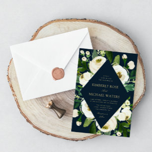 Invitación Boda de la marina de marfil con marco floral