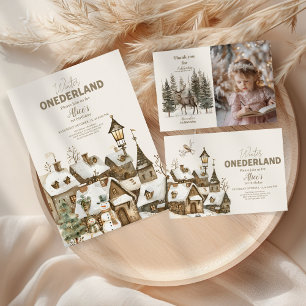 Invitación Boho Winter Onederland Cumpleaños