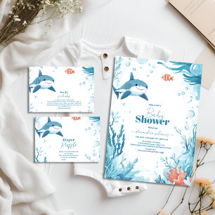 Invitación Shark Under the Sea Ocean Animals Baby Shower