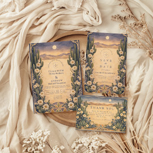 Tarjeta De Agradecimiento Boda Floral Desértica Terrosa