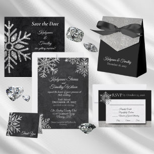 Tarjeta RSVP de Boda de Invierno Diamond Snowflake