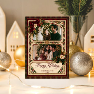 Invitación Navidad Botánica Victoriana Coqueta Oscura