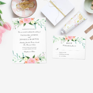 Invitación a la boda de flores silvestres acuarela