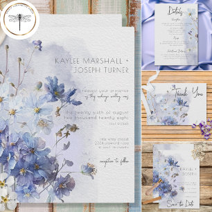 Tarjeta De Agradecimiento Flores silvestres de color azul Periwinkle moderno