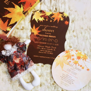 Invitación Gran Maple deja la boda de otoño de chocolate negr