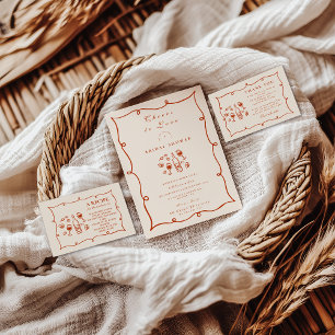 Invitación Brunch de boda con vino rosado y cítricos