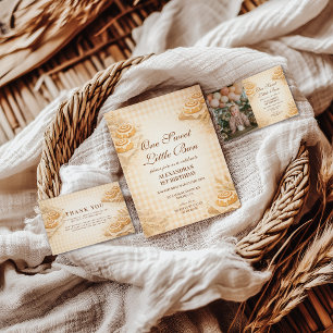 Plato De Papel Pancito de canela a cuadros cumpleaños 1 año