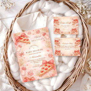 Tarjeta De Recepción Noche de Pizza Rifa de Pañales