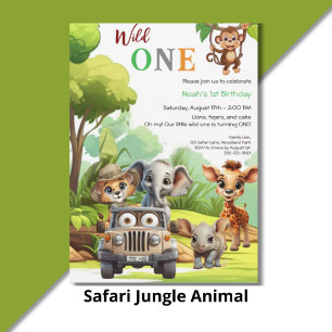 Póster Estandarte de cumpleaños Safari Jungla Wild One – 
