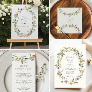 Servilleta De Papel Elegante Boda Wreath Garden Wildflower