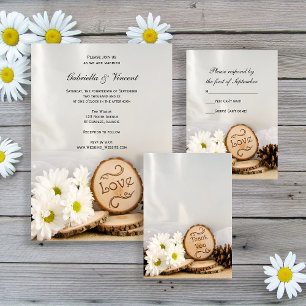 Rústico White Daisies Boda de Woodland RSVP