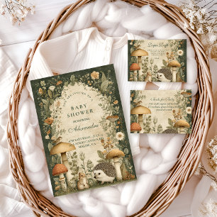 Invitación Chupinada de Bebé de Hongos del Bosque Antiguo