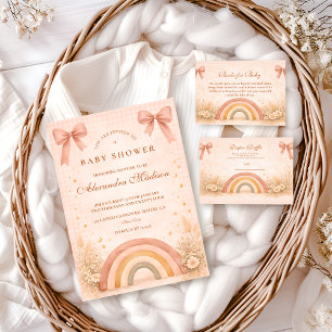 Invitación Chorreado Boho Arcoíris Baby Shower