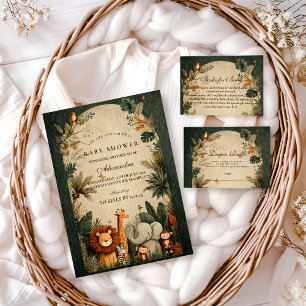 Invitación Ducha de Bebé Hojas Safari Naturales