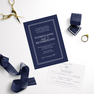 Invitación Boda formal simple y elegante de la Marina