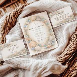 Tarjeta De Agradecimiento Corona de conchas de mar para ducha nupcial coster