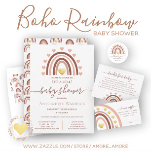 Invitación Blush Pink Rainbow Baby Shower