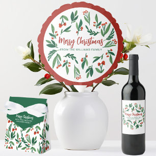 Tarjeta Festiva Navidades amables foto botánica interior doblada