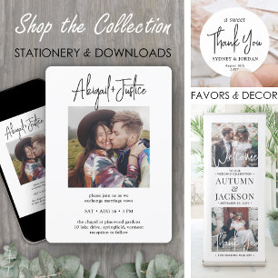 Invitación Moda QR RSVP Boda fotográfico Minimalista todo en 