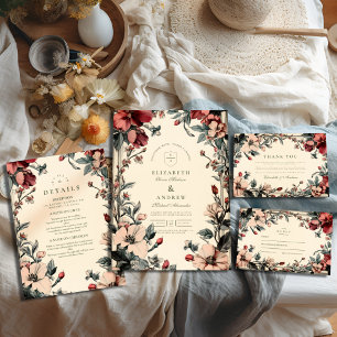 Reserva La Fecha Boda Art Nouveau floral de estilo elegante