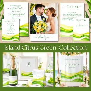 Tarjeta De Agradecimiento Boda Verde y Amarillo de Cítricos de la Isla Graci