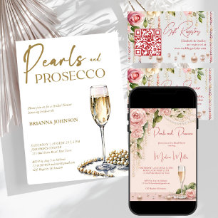 Servilleta De Papel Perlas y ducha de novia prosecco elegante impresa