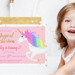 Invitación de cumpleaños de Unicornio mágico   Arc