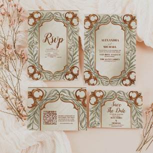 Tarjeta De Agradecimiento Foto Art Nouveau Elegante Boda Botánico