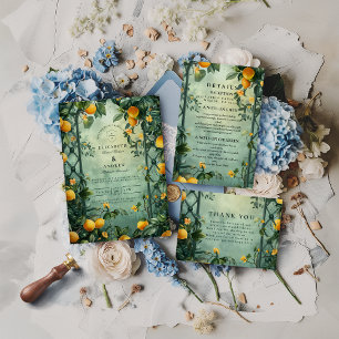 Tarjeta De Agradecimiento Boda Botánica Jardín de Cítricos