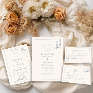 Tarjeta De Agradecimiento Elegante Boda con mano náutica