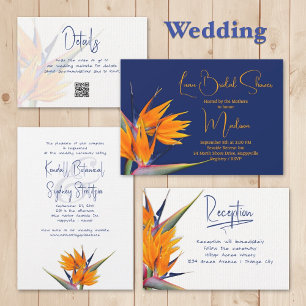 Invitación a la boda del Naranja Ave de Paraíso