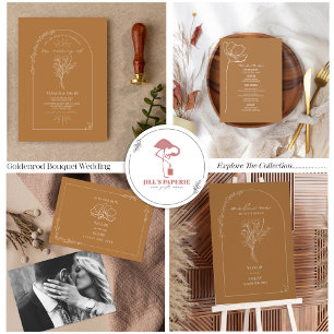 Invitación Todo En Uno Vintage Floral Rustic Goldenrod Boda QR Code