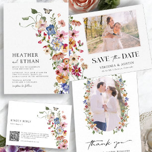 Tarjeta De Confirmación De Asistencia Código QR floral colorido