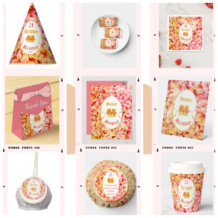 Cojín Decorativo Floral rosa elegante moderno feliz cumpleaños 21