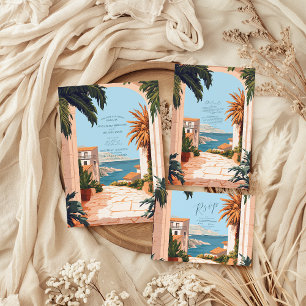 Tarjeta De Recepción Costa Amalfi   Boda de mosaicos mediterráneos